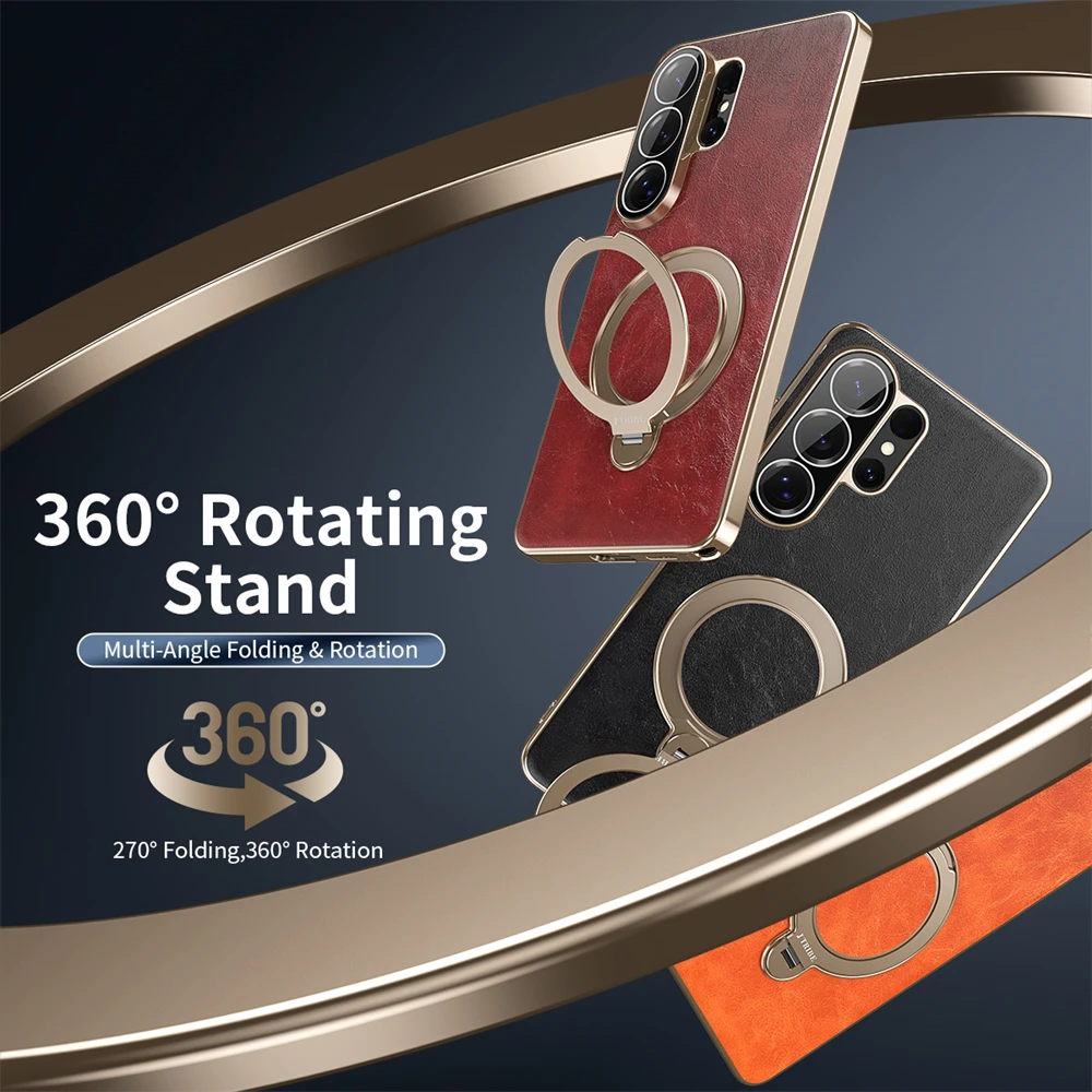 Premium 360° Rotating Leather Case with Metal Stand - Magnetic Shockproof Cover