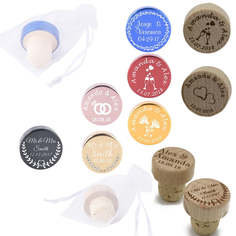 Wooden Wine Bottle Stopper 50pcs Personalized Engraved For Party Gift