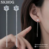 925 Sterling Silver Moissanite Tassel Drop Earrings For Women 2ct D Clear VVS1 Lab Diamond With GRA Studs Best Gift Fine Jewelry