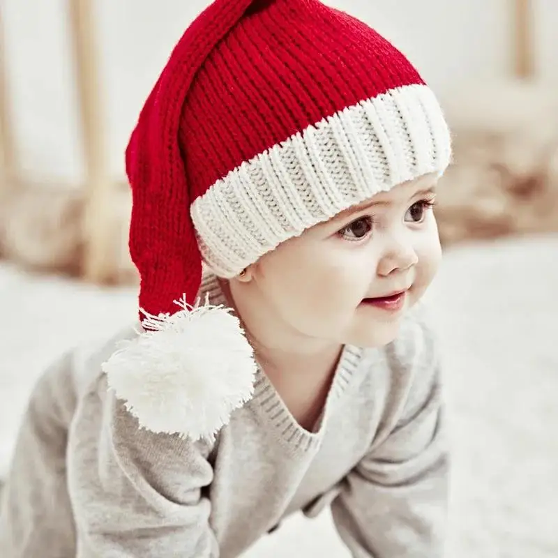 Christmas Knitted Hat Cute Adult Kids Soft Beanie Santa Hat New Year Party Kids Gift Navidad Noel Xmas Decoration