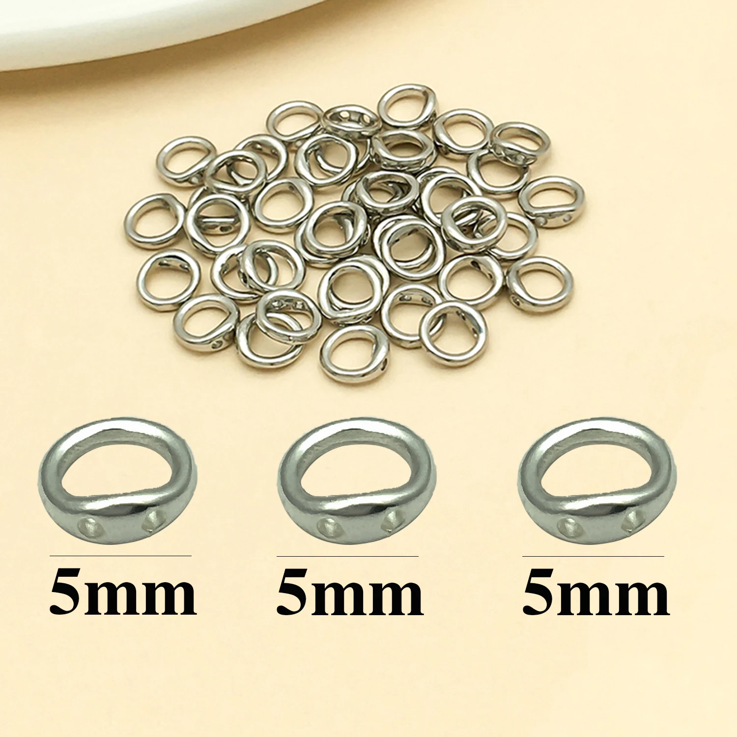 10/20/30 Stück Messing-Endperlenspitze, Doppelloch-Verbindungsringe, Endkappen für Halskette, Armband, Schmuckherstellung, Zubehör, 5/8 mm Durchmesser – Detail 18