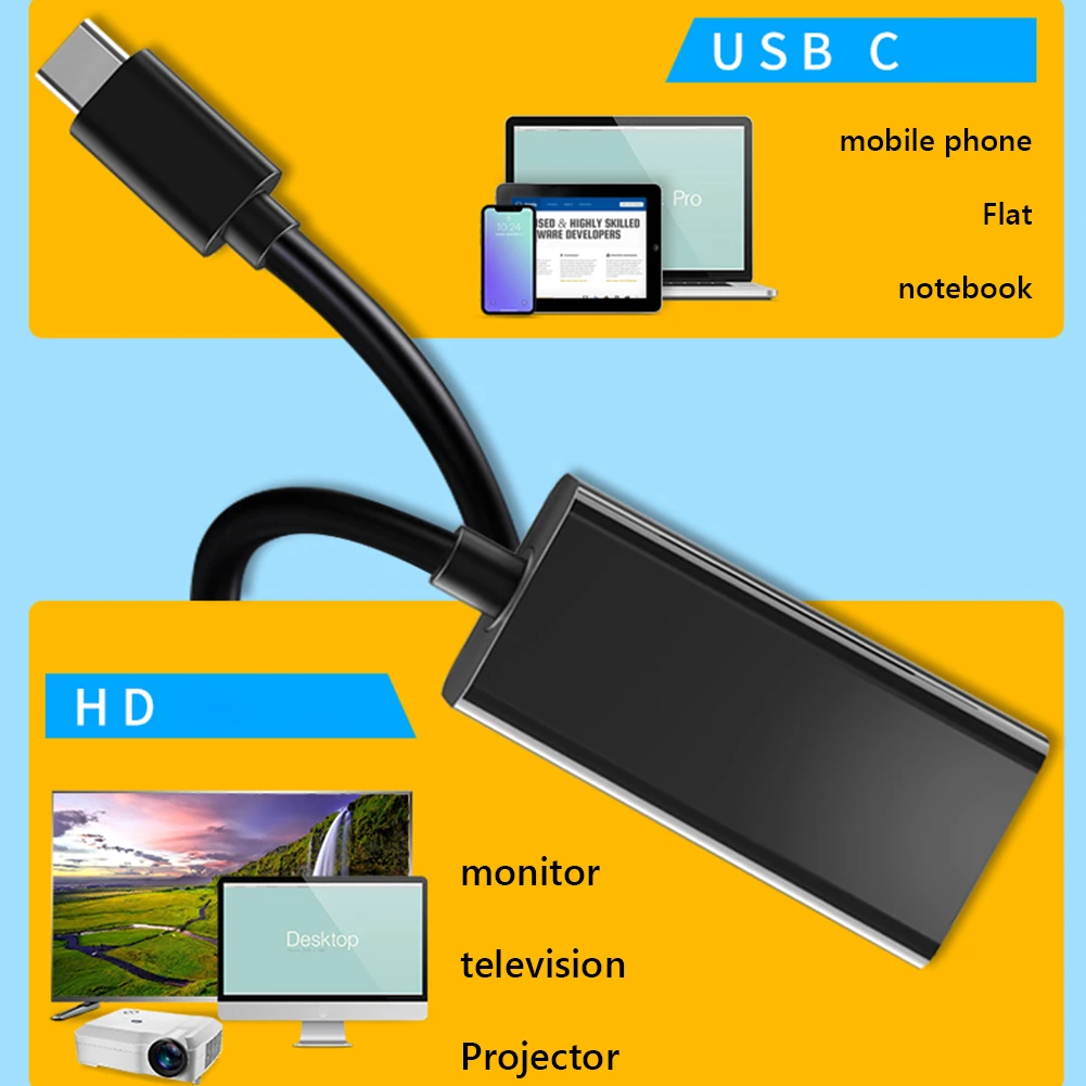Nku USB C Ÿ Ʈ 3-HD ÷  ̺ , ƺ PC DP Alt  USB C  , 4K 1080P