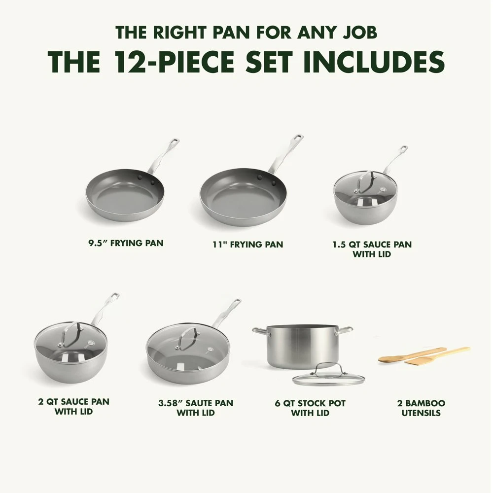 GreenPan Chatham Stainless Ceramic Nonstick 2.5-Qt. Saucepan & Lid - Stainless Steel