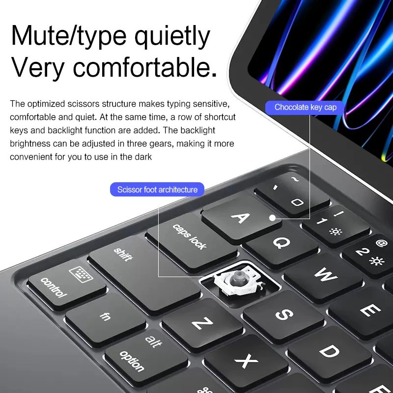 Huwei-teclado Mágico para Ipad Capa de Teclado Inteligente sem Fio Flip Touch Retroiluminação Magnético ar Folio Pro 11 2023 2023 2023 - Imagem 3