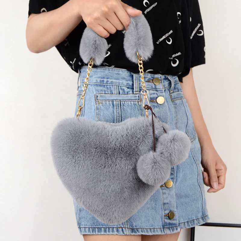 Multiple Styles Plush Heart-shaped Handbags Women Korea Handbag Diagonal Cross Handle Peach Heart Versatile Fashion Zero Wallet women wallet crossbody bag