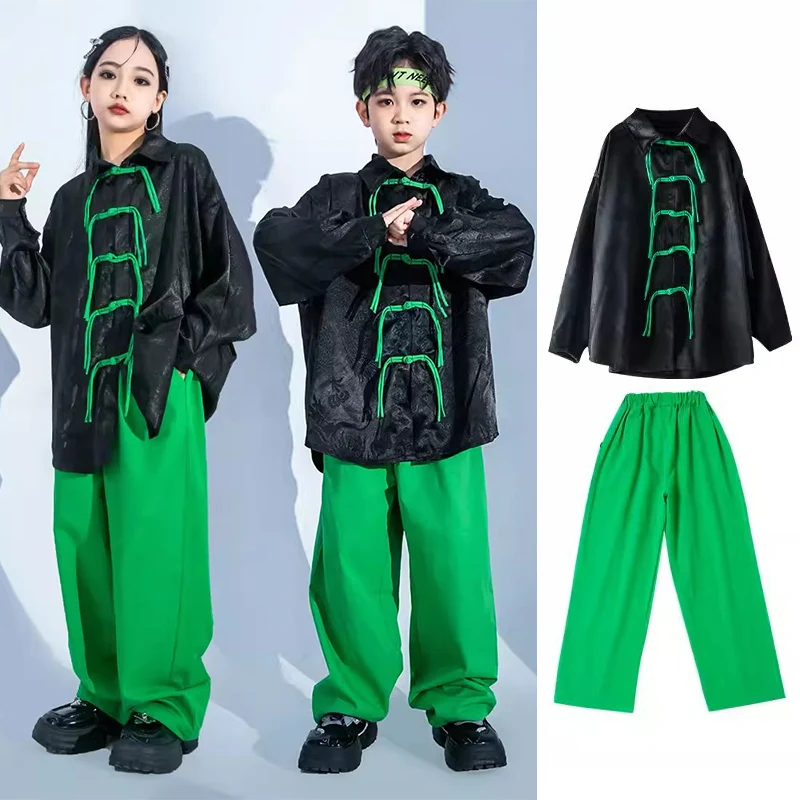 

Chinese Style Catwalk Show Stage Outfit Tops Pants Hip Hop Dancewear Kids Jazz Performance Costume Cheerleading Clothes DL11102