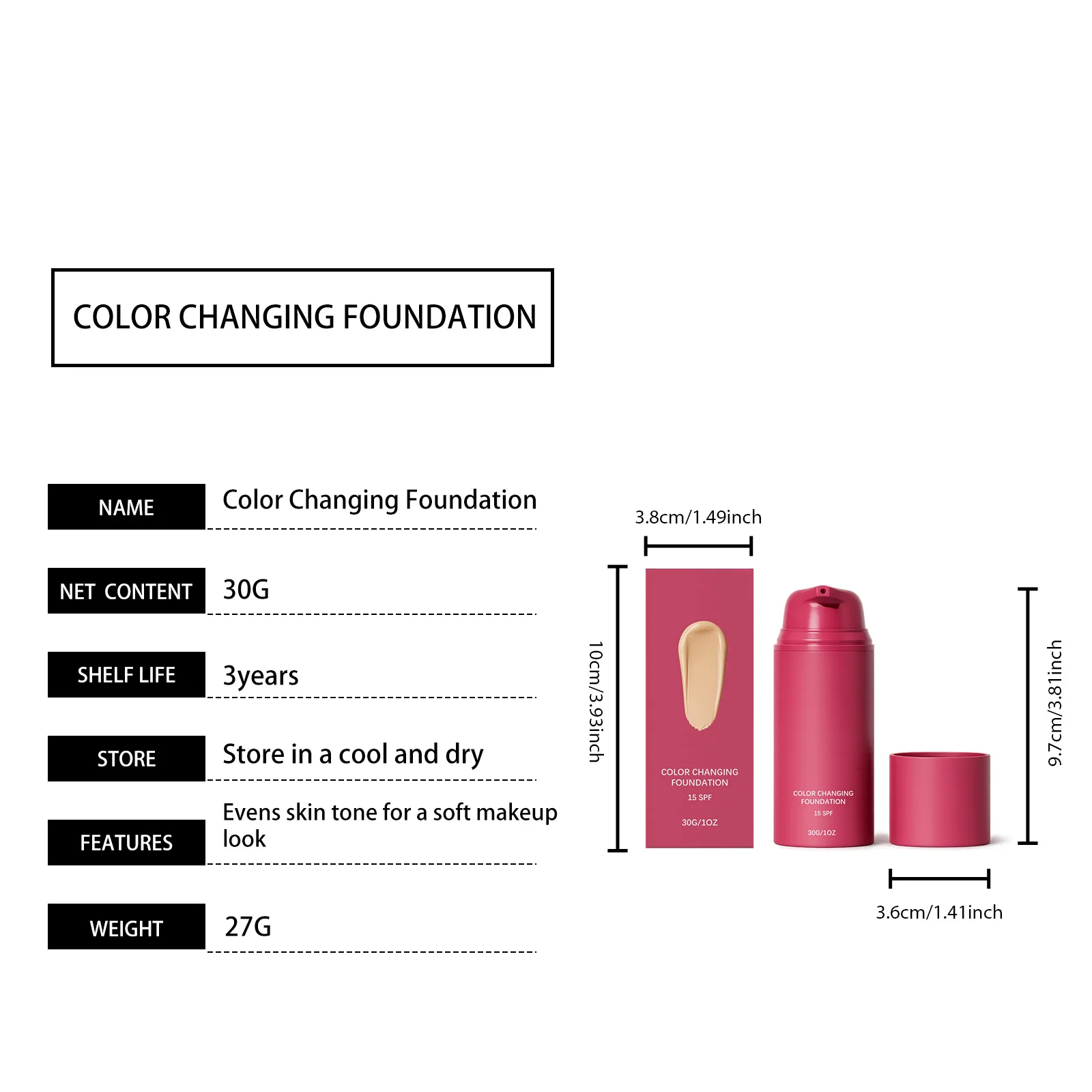 Liquid Foundation Color Changing Spf 15 Natural Face Concealer_voghion.com