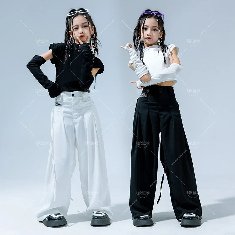 

Fashion T Shirt Pants Children Ballroom Street Dance Wear for Girls Dancewear Outfits Dancing Clothes Jazz Hip Hop Costumes Suit