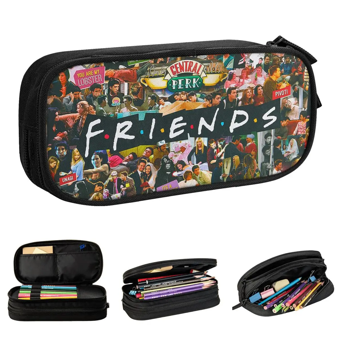 

Friends TV Show Collage Pencil Cases Rachel Monica Pencilcases Pen Box for Girls Boys Big Capacity Bags Office Zipper Stationery