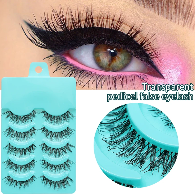 5 Pairs Individual Lashes Wispy Women Makeup Eyelash Extension Natural False Eyelashes Japanese