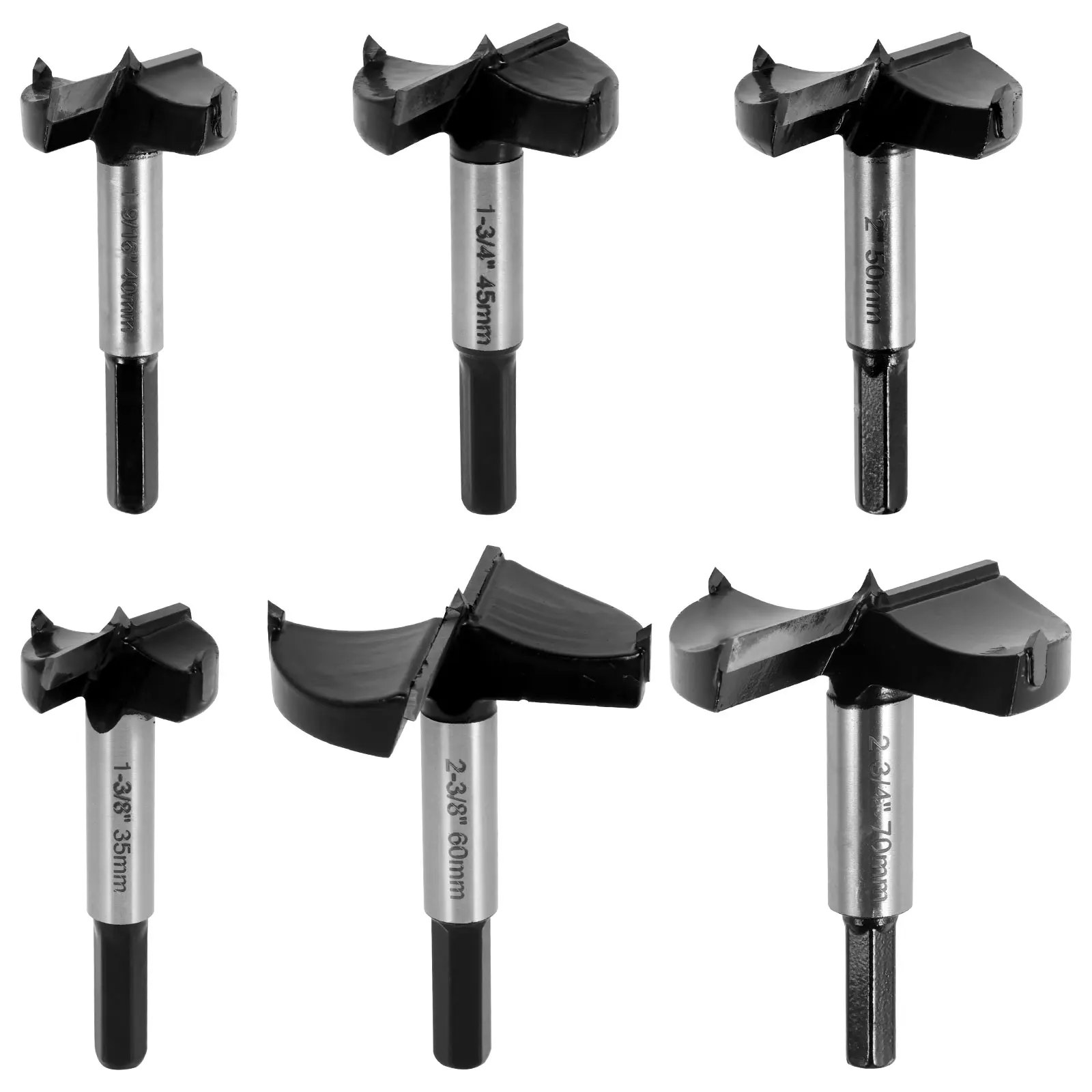 

6Pcs Hole Opener Drill Bit High Hardness Tungsten Steel Tip Wood Drilling Hole Opener Sturdy Woodworking Hex Shank Drilling