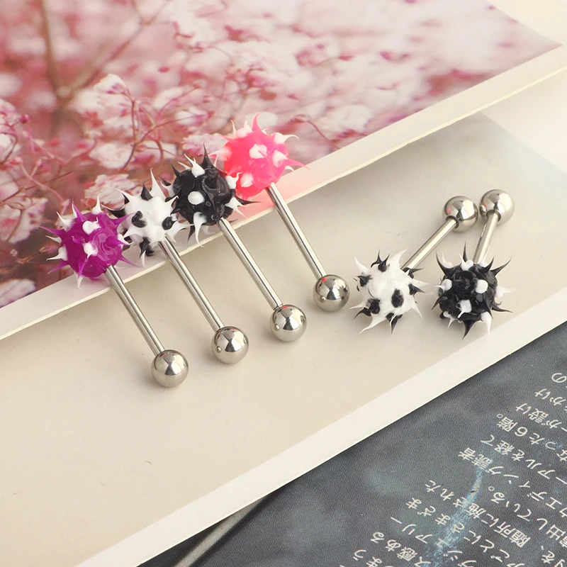 14G 9/16Inch Silicone Soft Spike Ball Nipple Tongue Shield Ring Barbell Body Piercing Jewelry Retainer wholesales 4 colors tongu
