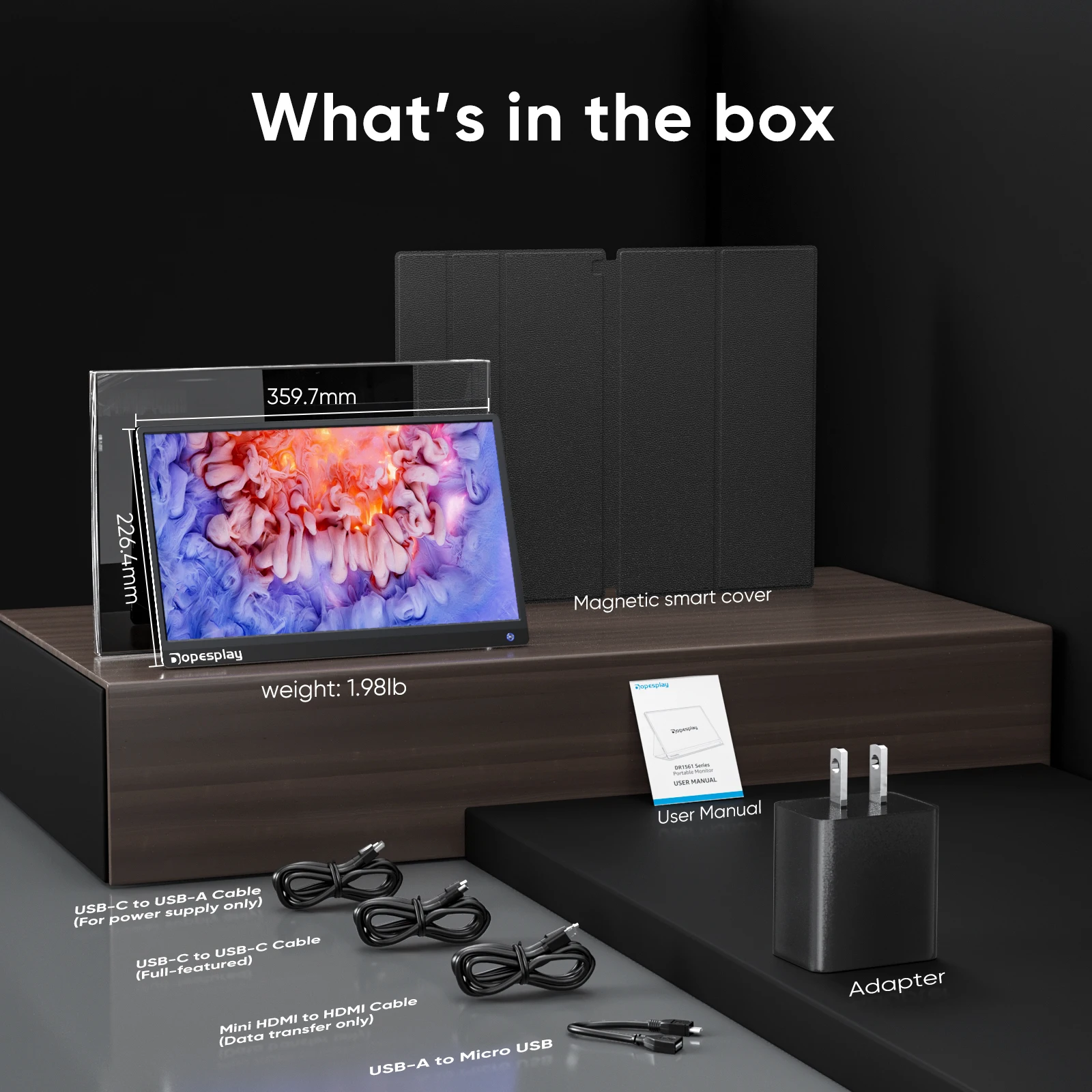 Dopesplay ޴ ġ ũ , 15.6 ġ, 1080P FHD IPS ̴ HDMI  , Ʈ PC ġ,   Xbox PS4/5