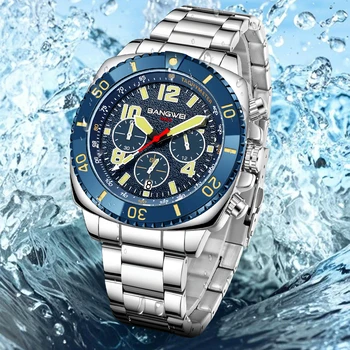 BANGWEI Nuovi orologi sportivi da uomo Orologi di lusso delle migliori marche per uomo Orologio da polso impermeabile con cronografo al quarzo con data automatica