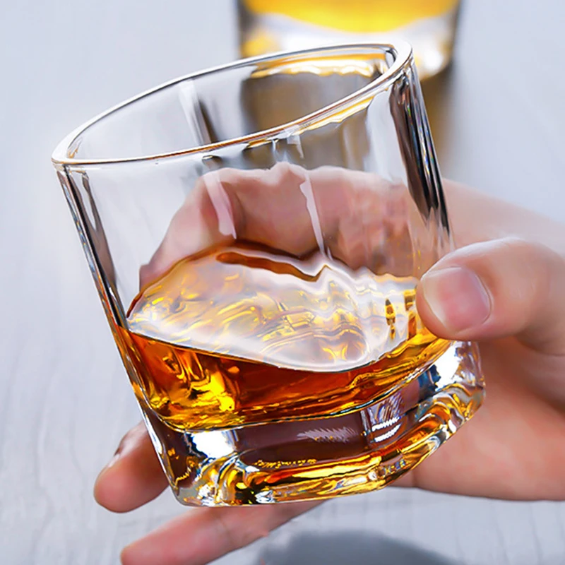 Wine Glass 235ml Thickened Bottom Square Water Bottle Thick Glass Tumbler Old Fashioned Transparent Coffee Cups Juice Cup