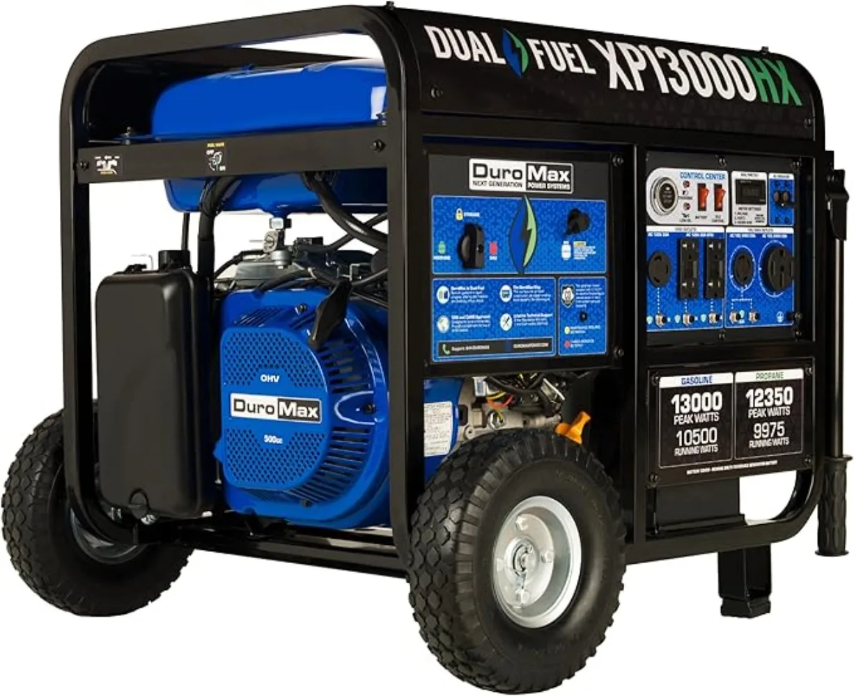 Portable generator XP13000HX dual fuel portable generator 13000 watt gas or propane powered electric start w/ CO alert 50 state approved