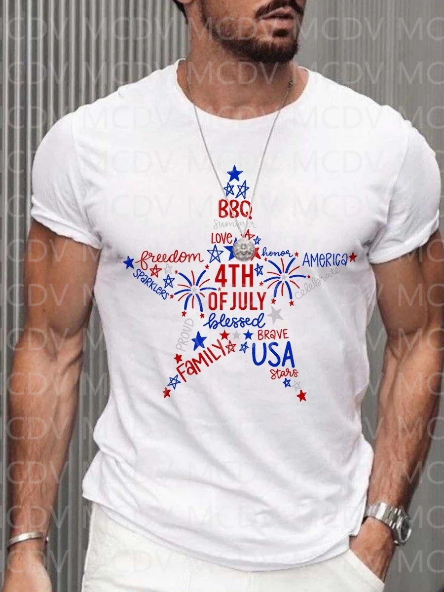 

2023 Summer Men's Independence Day America USA Flag Fourth T-Shirt The Colorful The Best He Him Hole LGBT3D Printed T Shirt