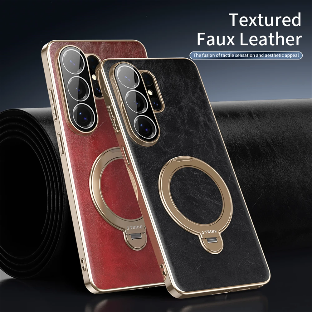 Premium 360° Rotating Leather Case with Metal Stand - Magnetic Shockproof Cover