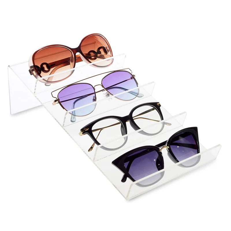 Acrylic Eyewears Stand Holder Organizer Eyeglasses Holder Sunglasses Show Rack Stand For 4 Pairs of Glasses Jewelry Display
