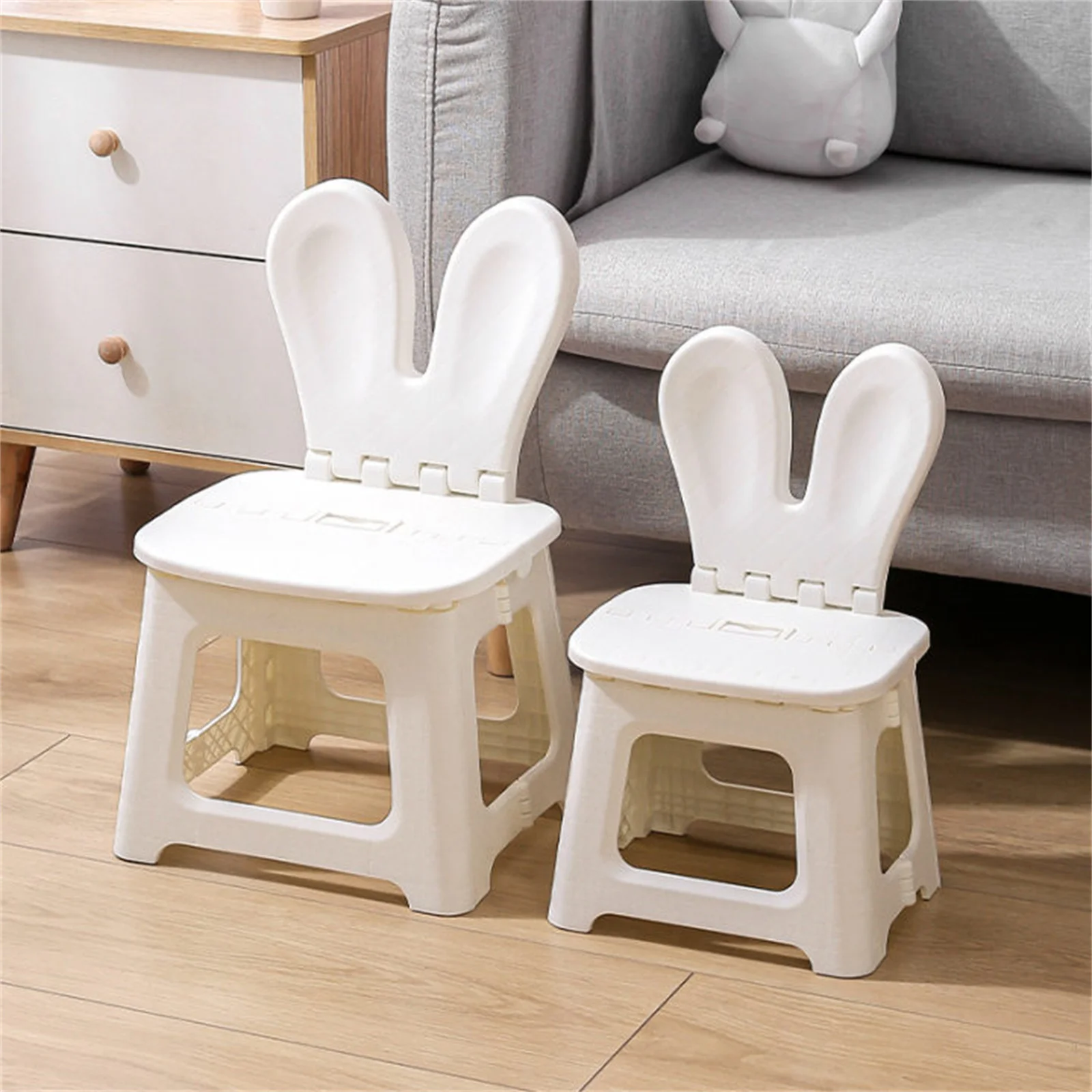 Bunny folding chair back chair thickened portable home outdoor creative stool cartoon back plastic folding folding stool,folding chair