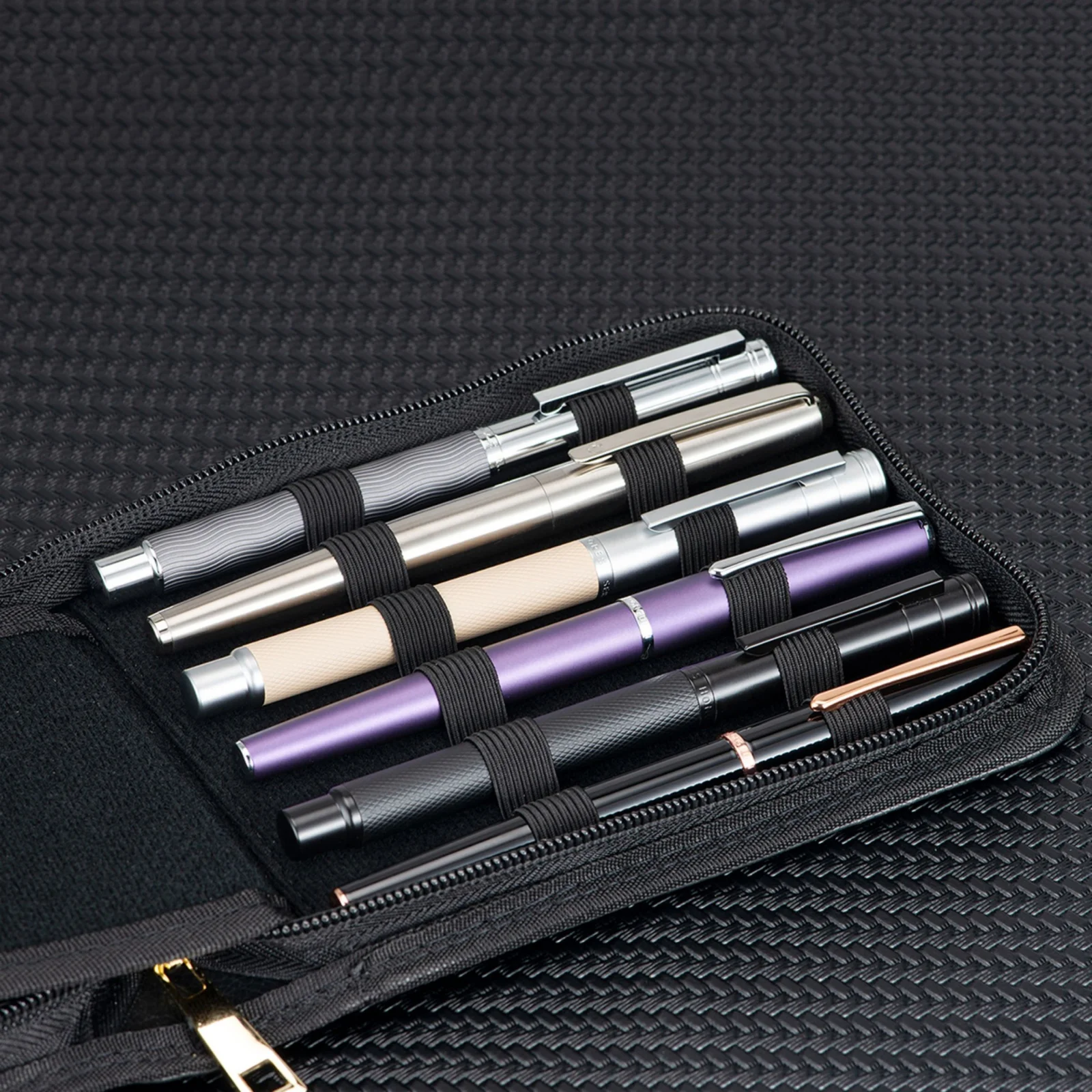 12 grid pen storage bag PU canvas minimalist waterproof and dustproof pen case stationery zipper protection bag
