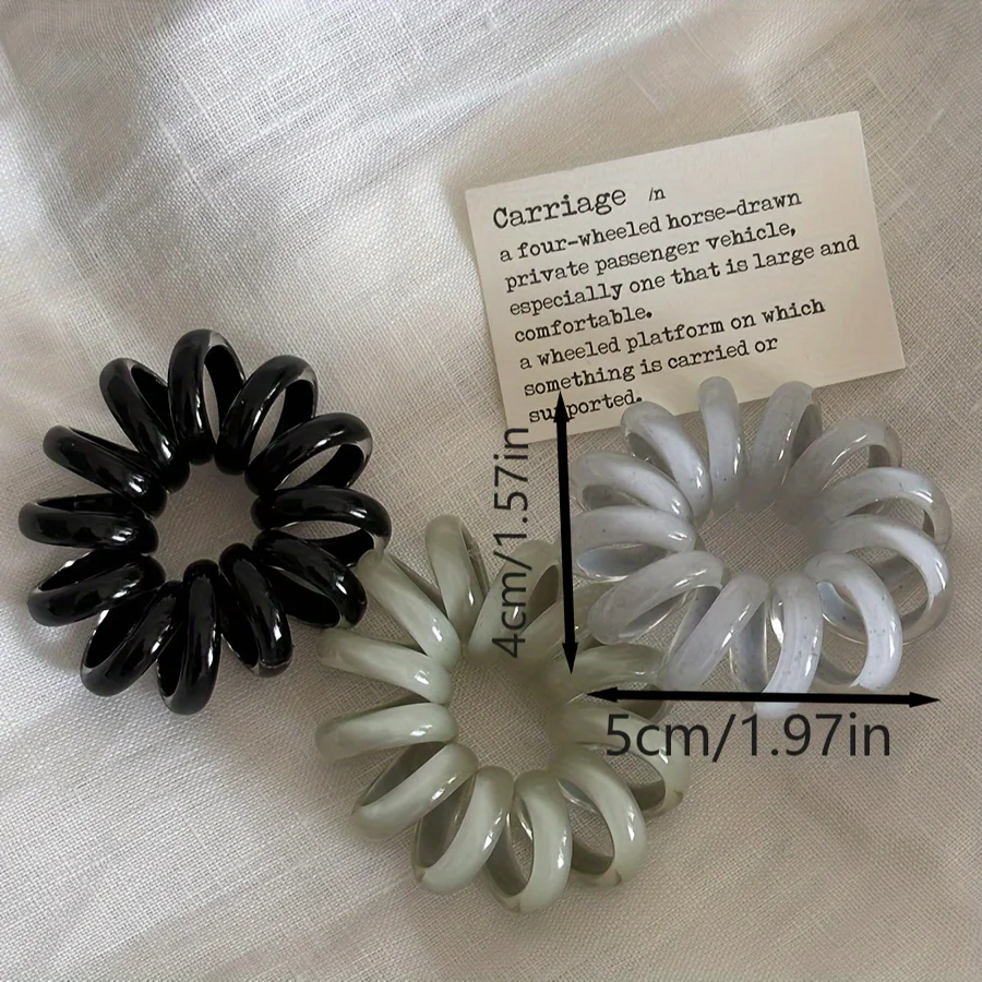 3pcs Elegant Spiral Hair Scrunchies - High Elasticity, Stylish Phone Cord Headbands, Perfect for Spring & Summer