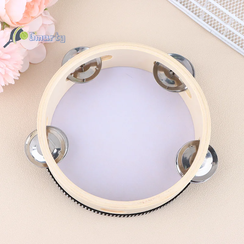 1Pc 15cm Wooden Tambourine Drum Kids Handheld Drum Percussion Musical Instruments Toys For Children Educational Toys