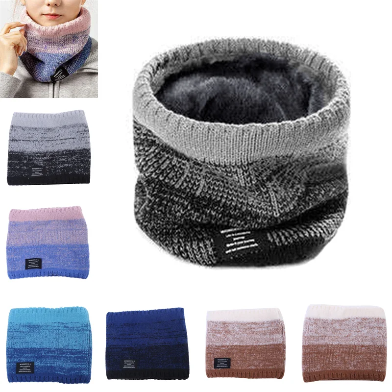 

Winter Scarf for Men Fleece Ring Bandana Knitted Warm Solid Scarf Women Neck Warmer Thick Cashmere Hot Handkerchief Ski Mask