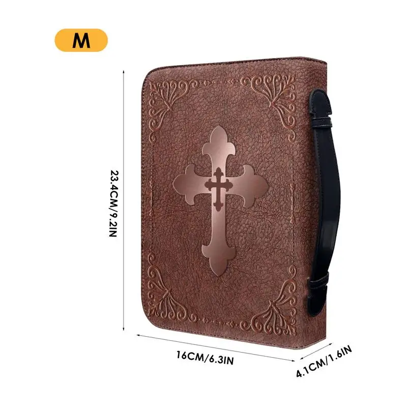 Book Organizer Vintage Bible Cover Case PU Leather Carrying Bag Protective Case Portable Carrying Book Church Bag With Handle For Church