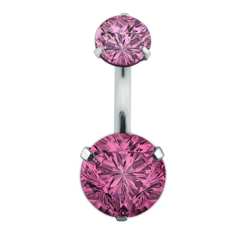 Belly Button Piercing Jewelry Double Fashion Crystal Flower Belly Button Rings AAA Zircon Surgical Steel Body Jewelry Sexy Navel Piercing Ombligo piercing jewelry body piercing jewelry body jewelry belly button piercings