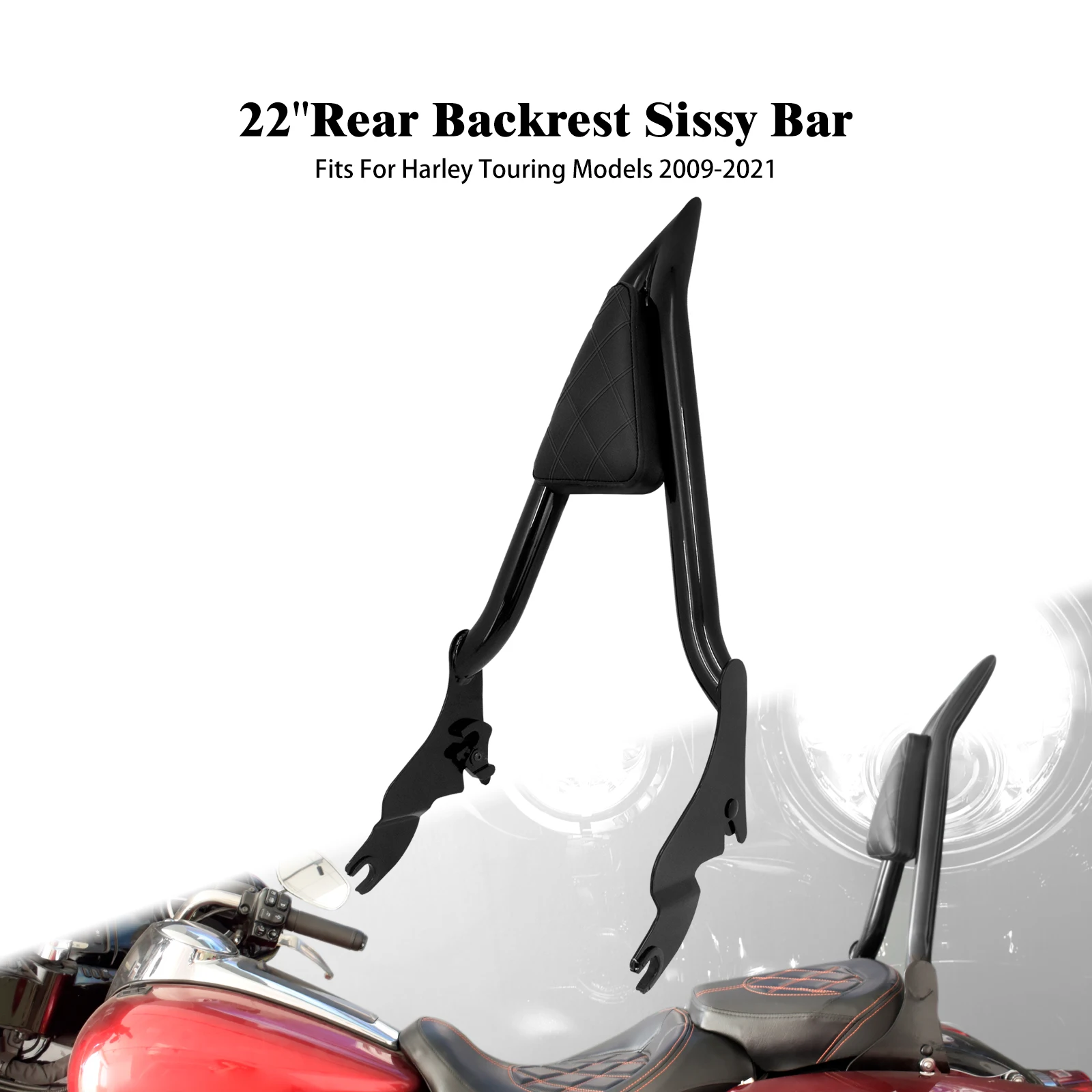 

Спинка Черного Цвета для заднего пассажирского сиденья мотоцикла Harley Touring CVO Road Glide Road King Ultra Limited 2009-2022