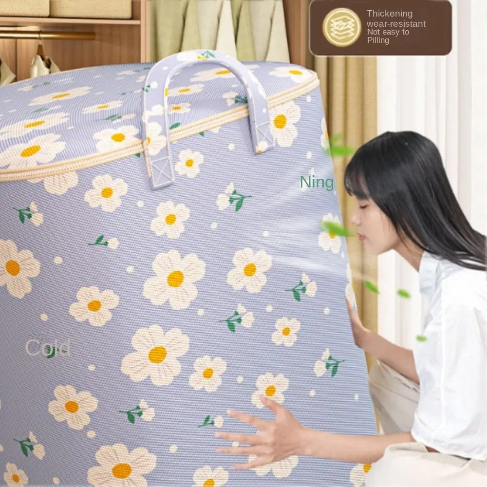 Flower Non-woven Fabric Quilt Storage Bag Moistureproof Thick Moving and Packing Bag Cotton Blanket Bag Foldable Dust-proof 3