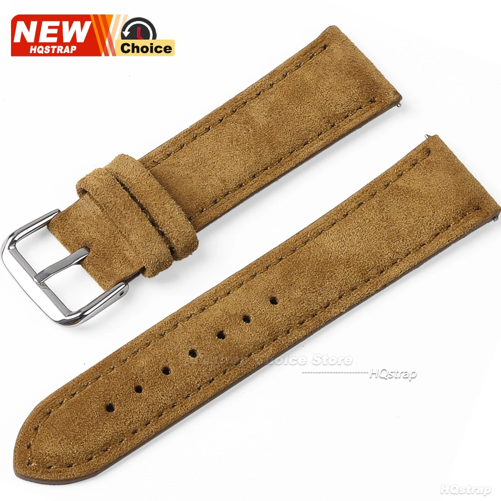 Elegant Suede Strap with Butterfly Clasp - Vintage Leather Watch Bracelet