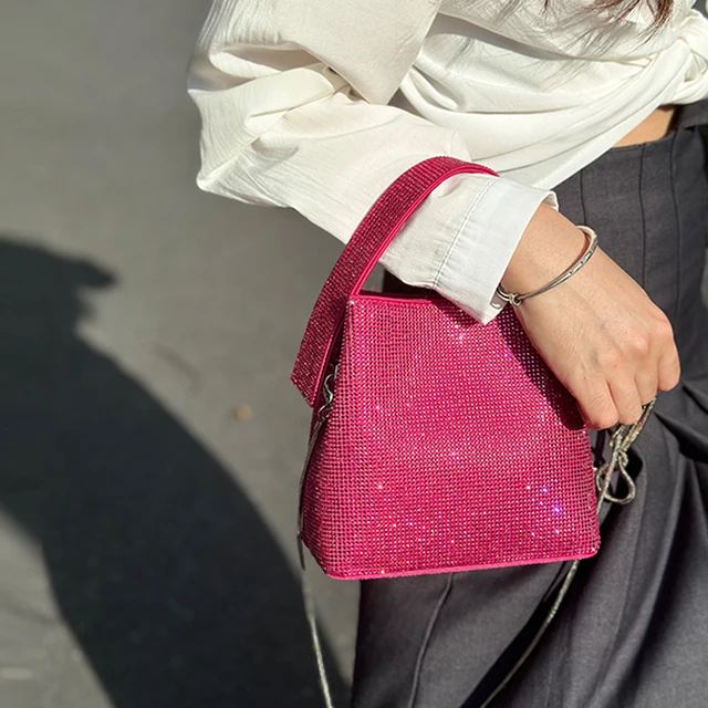 Borse da sera con pochette con strass lucidi per le donne borsa a