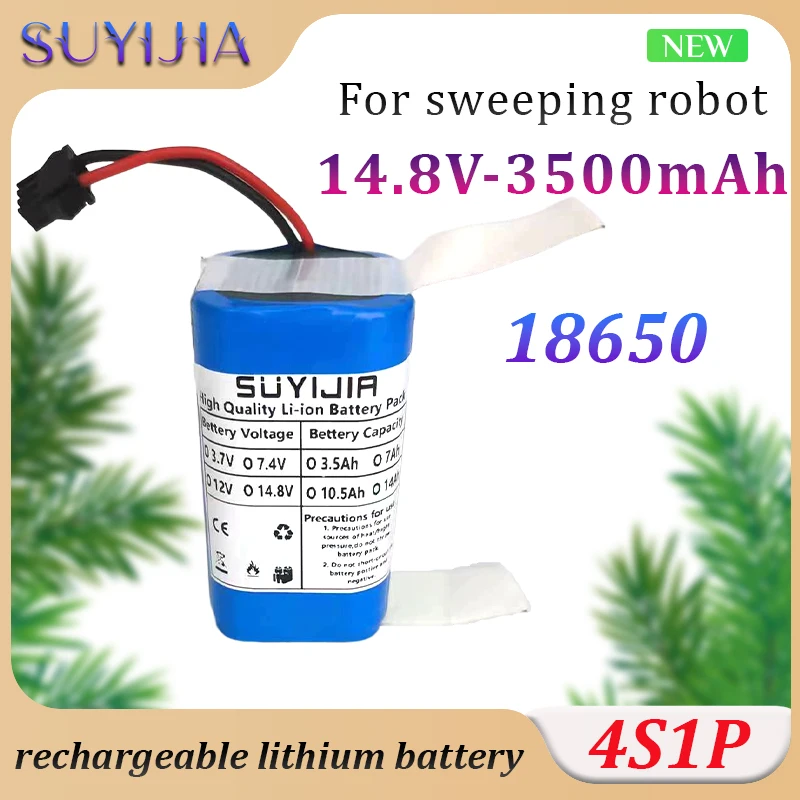 

14.8V 3500mAh Rechargeable Lithium Battery 4S1P 18650 Suitable Vacuum Battery-for-Xiaomi Robot Vacuum Cleaner with Built-in BMS