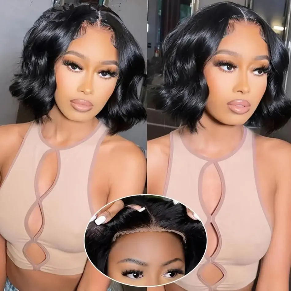 Body Wave Wigs Short Bob Wig Glueless Wigs Ready To Wear Human Hair Pre Cut Wig 4X4 5X5 Closure Brazilian Pre Plucked Wig 1