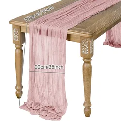 Elegant Sage Semi-Sheer Gauze Table Runner for Vintage and Boho Decor (10)