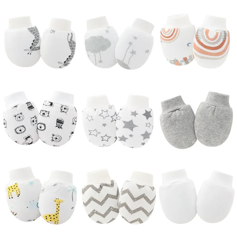 6Pairs/lot Newborn Gloves Protection Face Baby Boy Mittens Soft Cotton Anti-Scratch Gloves Cartoon Printed Girls Infant Supplies 2