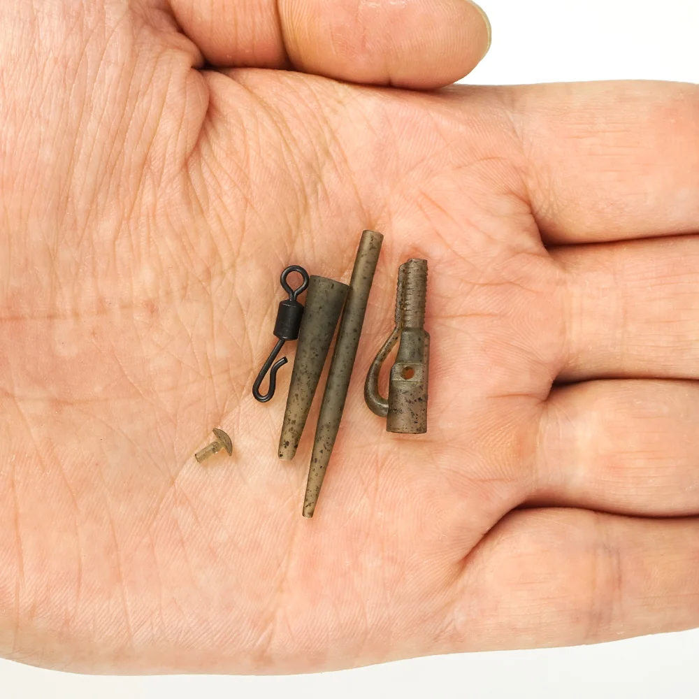 Quick-Change Carp Rig Kit 40pcs Safety Lead Clips + Anti-Tangle Sleeves & Swivels Fishing Accessories M11