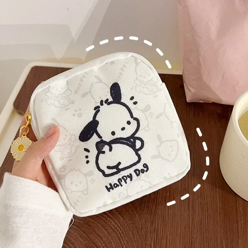 Sanrio Pochacco Anime Figures Kawaii Girls Sanitary Napkin Storage Bag Cartoon Pattern Mini Coin Purse Portable Cosmetic Bag 3