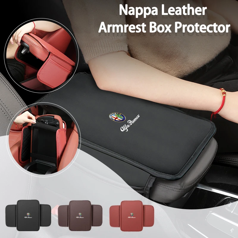 Accessori Interni Del Cuscinetto Della Protezione Della Scatola Del Bracciolo Dell'Automobile Di Cuoio Per Alfa Romeo 159 Giulietta Giulia 147 Mito 15