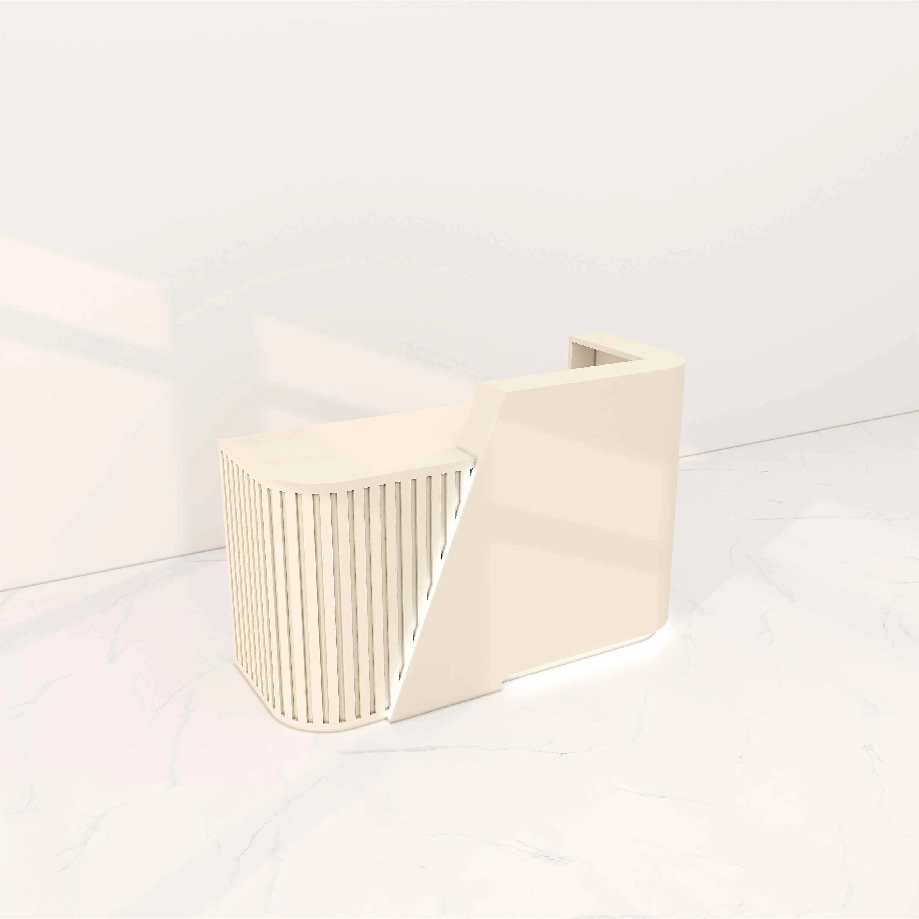 USA CA UK AU GER Local Stock European Style Beige Curved Counter Design Half Round Reception Table Desk Idea Furniture