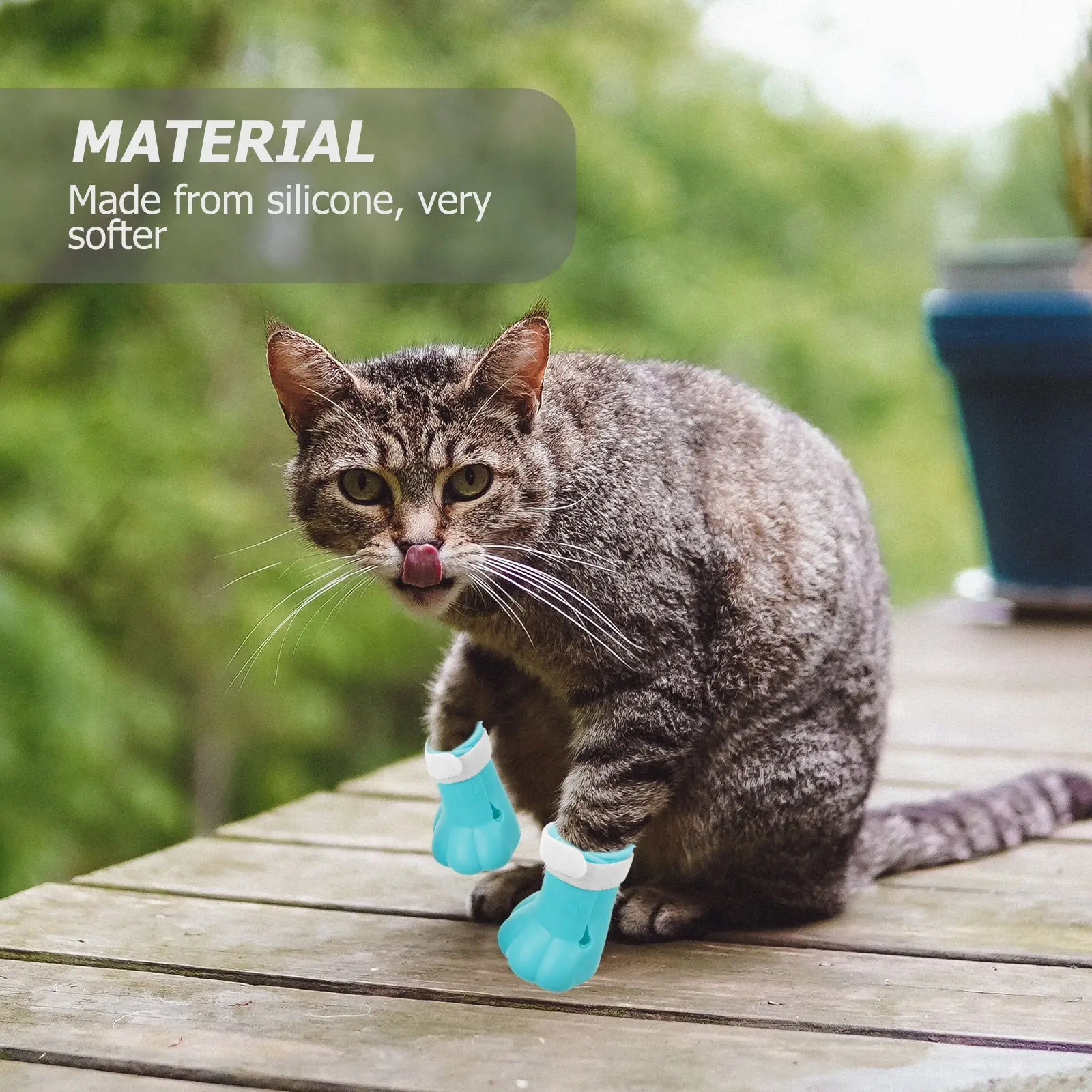 4 Pcs Washable Pet Foot Cover Scratching Silica Gel Adjustable Cat Feet Covers Washing
