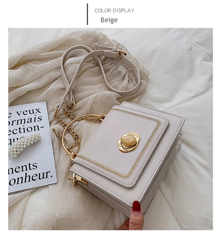 Nouveau sac à main pour femme petit sac à bandoulière carré design élégant messager pour femme texture avancée sac à bandoulière en chaîne pour femme_voghion.com