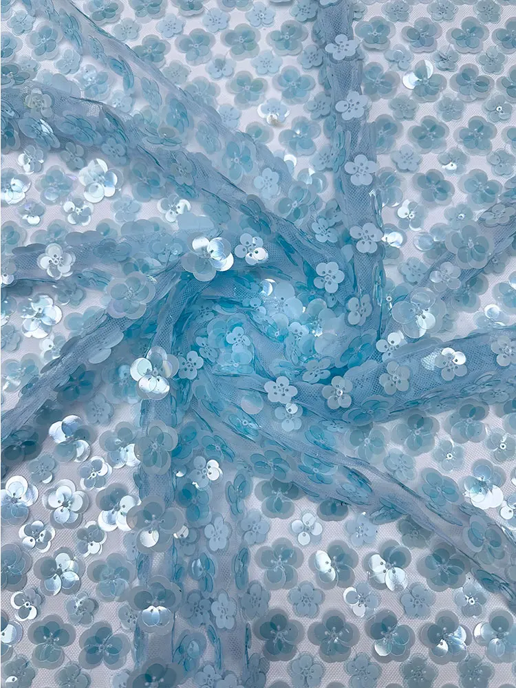 New 3D Petal Sequin Embroidery Fabric Netting Material Dr Clothing Sponge Pad DIY Hanrt Home Fabric Polyester Fiber