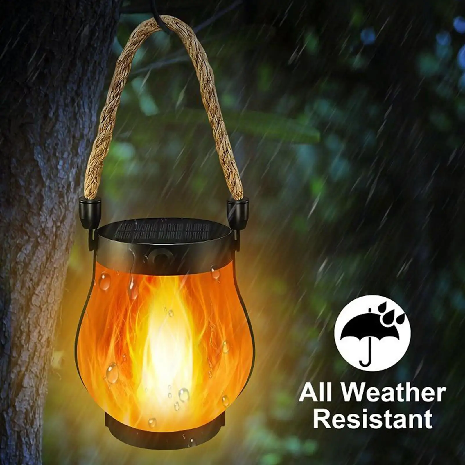 Solar Powered Lanterns Outdoor Waterproof Flickering Flameless Lantern Weatherproof Waterproof Decoration Light for Yard Garden