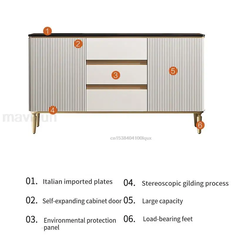 Modern Entrance Hall Sideboards With Large Capacity Dinning Room Furniture Golden Lines Storage Of Kitchen Cabinets In White