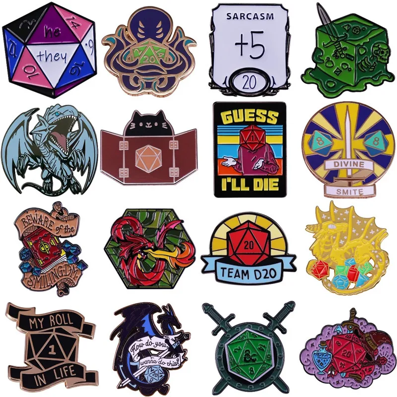 Classic-Game-D20-DND-Pin-Brooches-Enamel-Brooch-Badge-Lapel-Pins-Hard ...