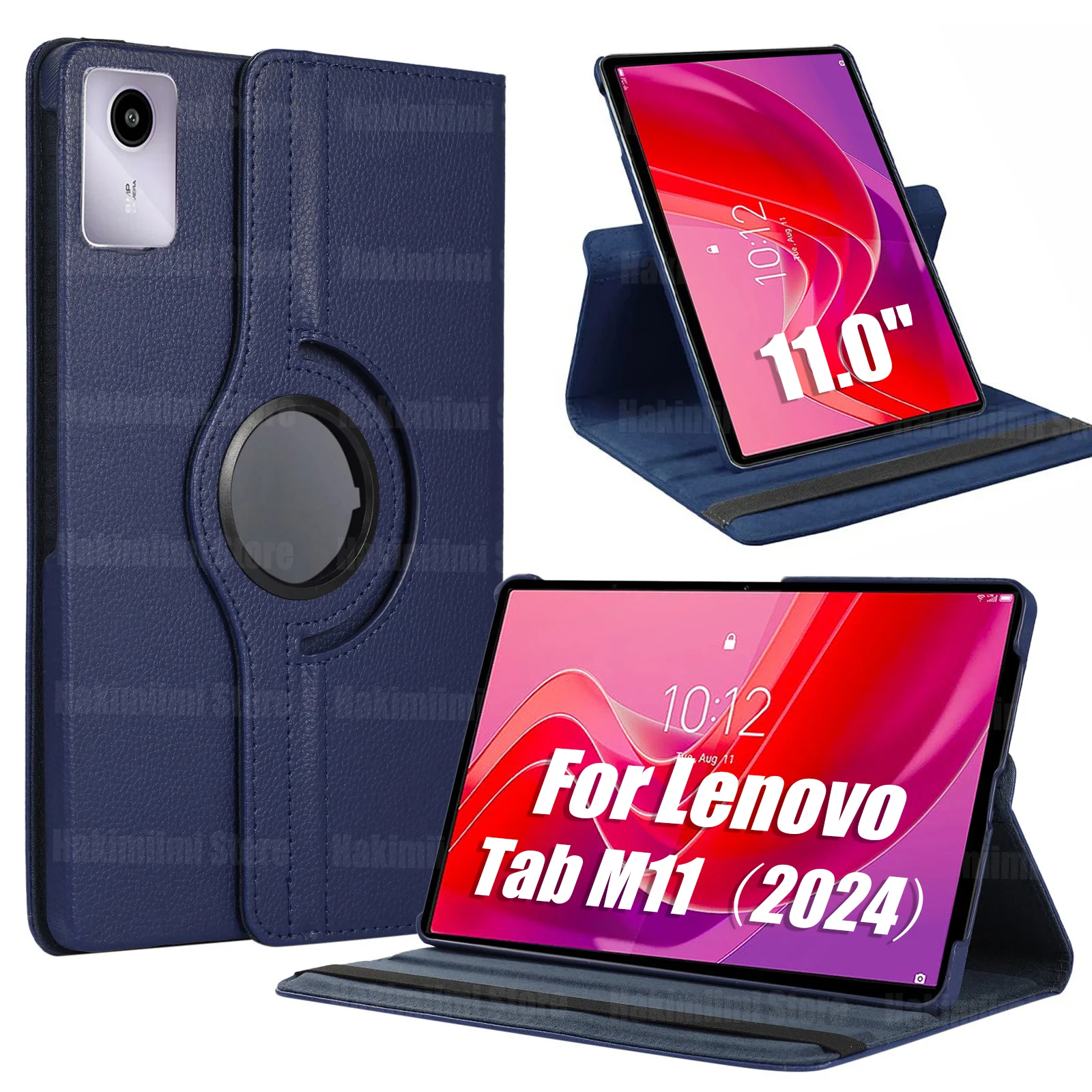 Estojo de Couro pu para Lenovo Tab 360 Suporte Rotativo Dormir And Wake Função Capa M11 11 2011 2024