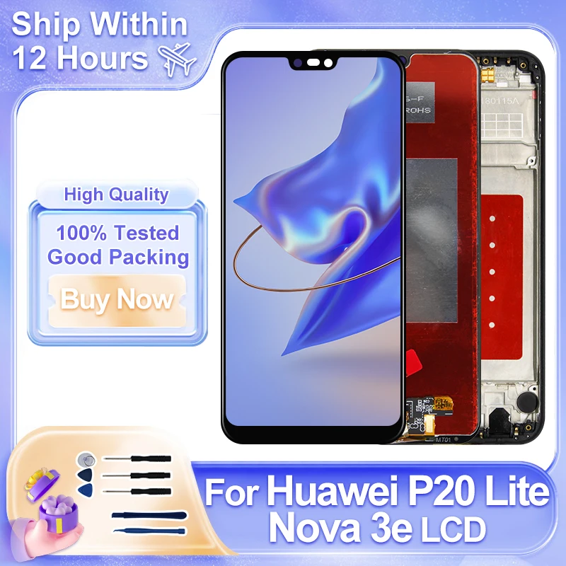 Display Lcd+Touch Screen Frame Per Huawei P20 Lite Ane-lx1 Gold Nova 3e - Foto 3